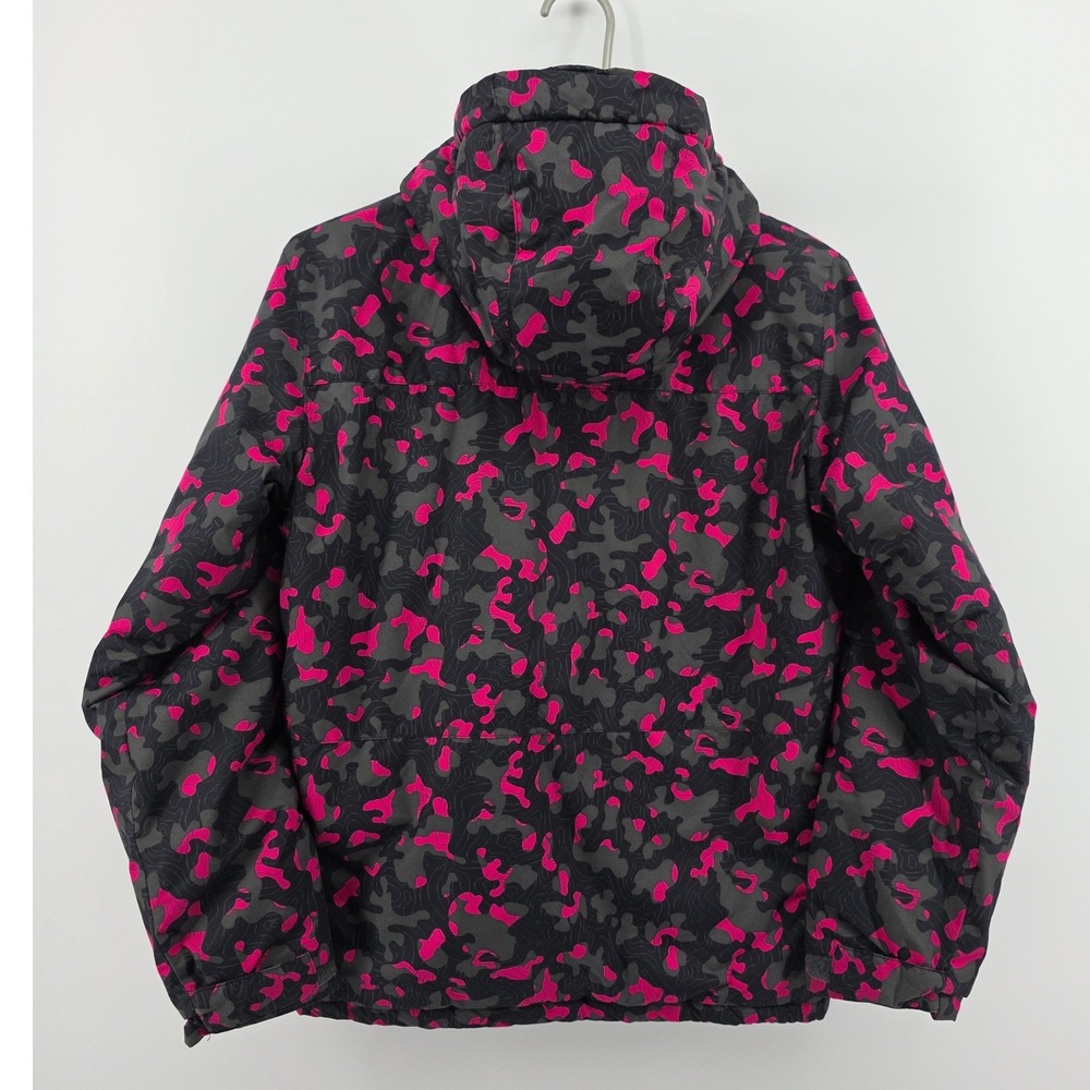 Columbia Pink Grey Camo Hooded Puffer Jacket Pockets Youth Kids Large 14/16 - Picture 8 of 12